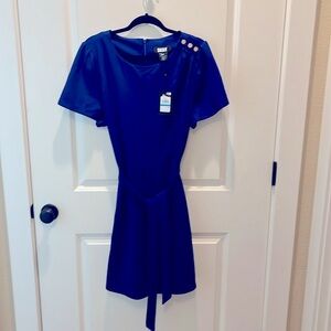 DKNY Royal Blue Dress with Gold Accent Buttons Size 20W NWT